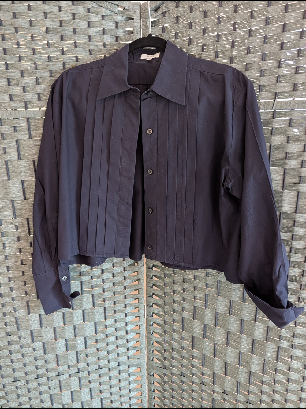 A.L.C. Navy Blue Pleated Front Cropped Blazer